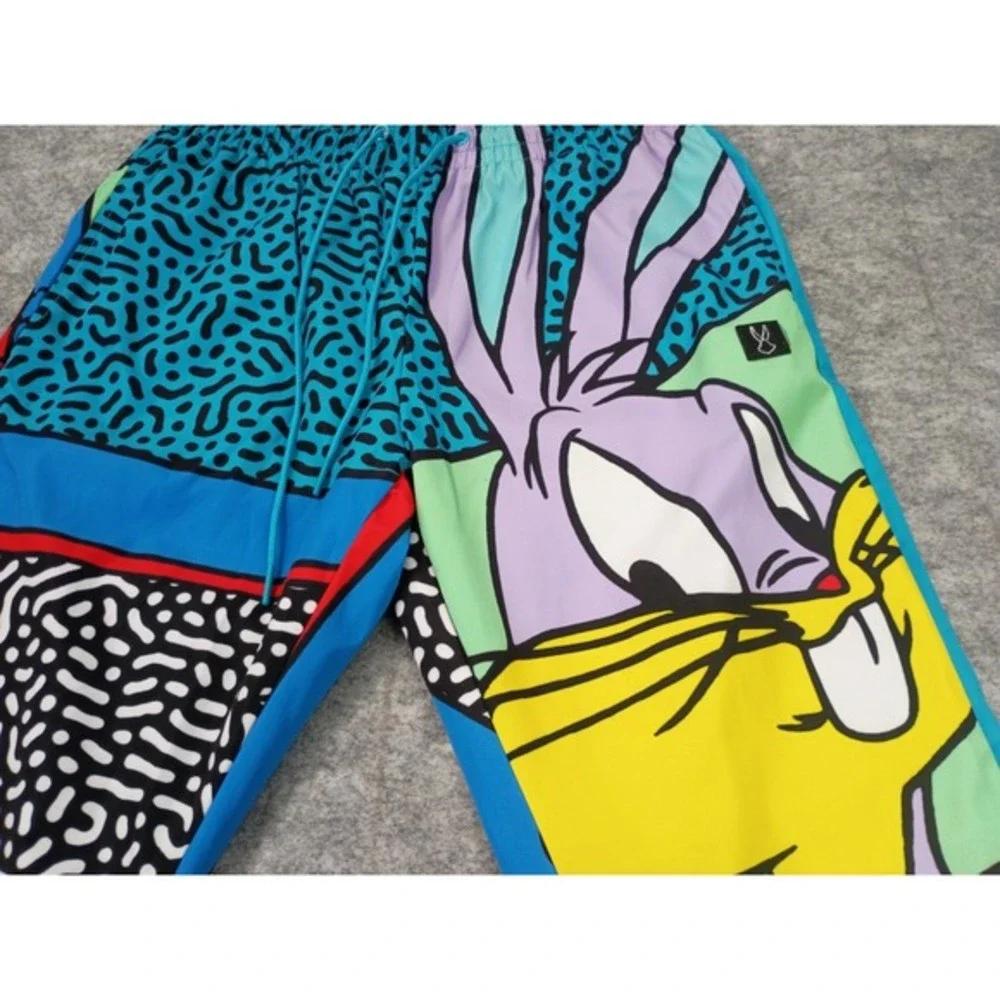 Looney Tunes Mens L Bugs Bunny Graphic Windbreaker Track Pants Joggers NWT 90s - Picture 3 of 14